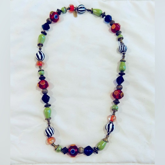 Treska Colorful Art Glass Beaded Necklace - Picture 1 of 7